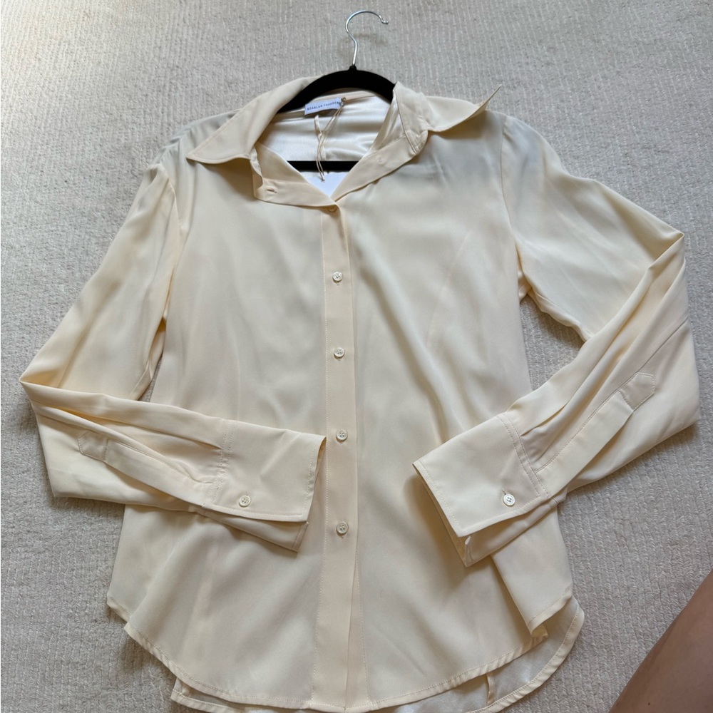 Scanlan Theodore Cream Button Down Silk Shirt